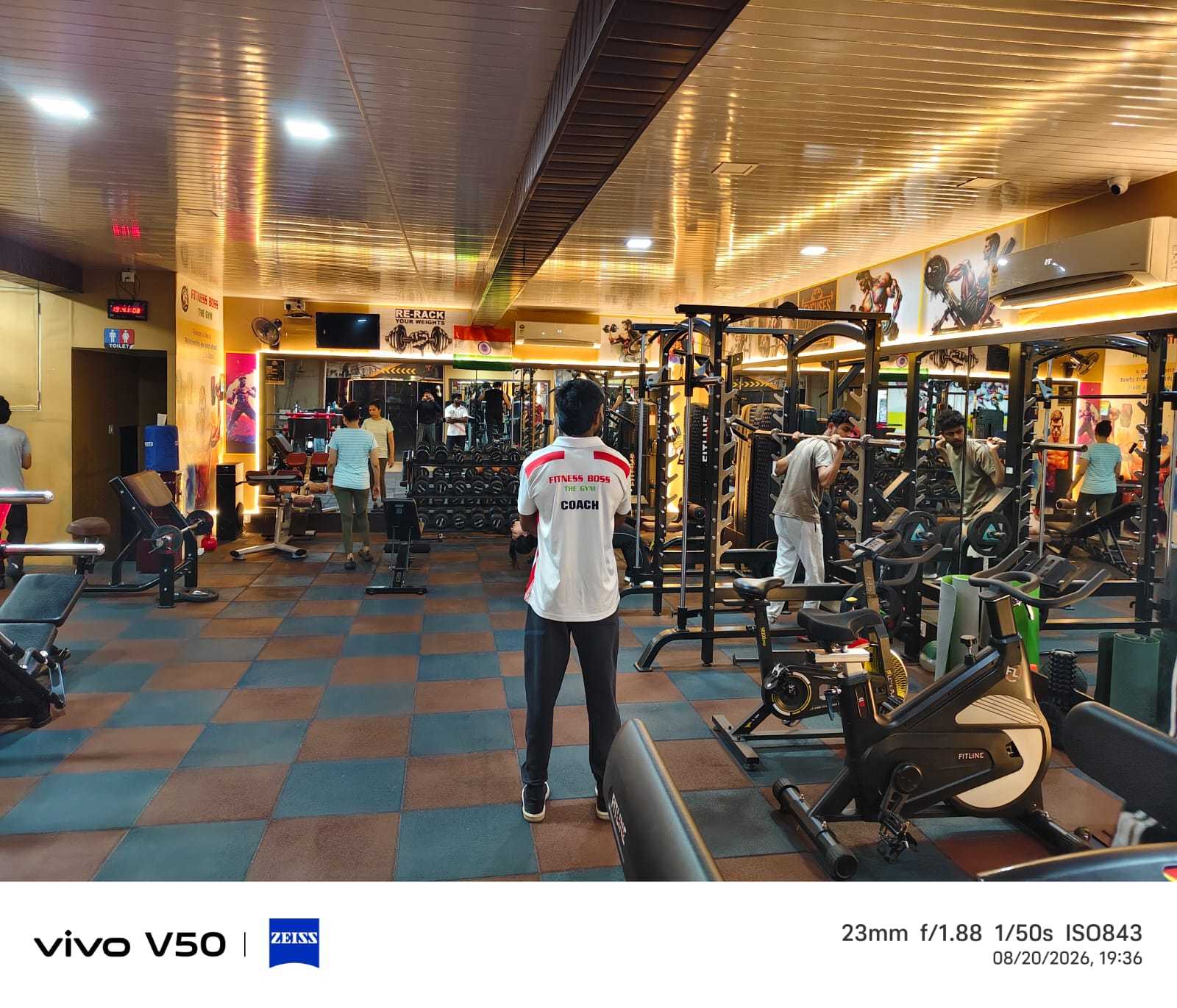 Main Strength Training Floor with Squat Racks and Spin Bikes at Fitness Boss Marol