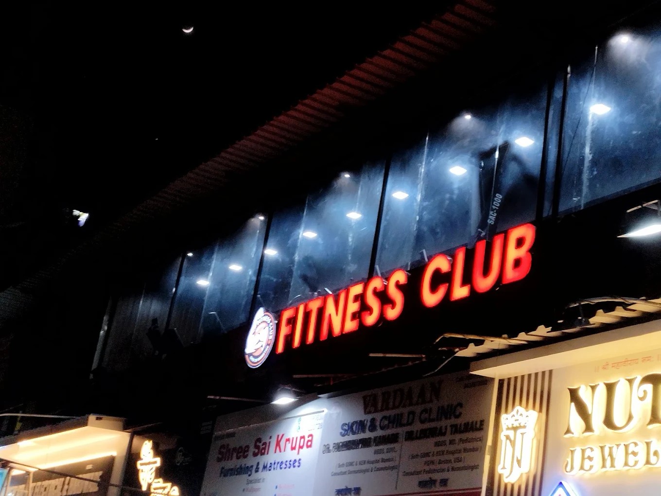 FITNESS CLUB STUDIO Night Illuminated Neon Sign Satyam Heights
