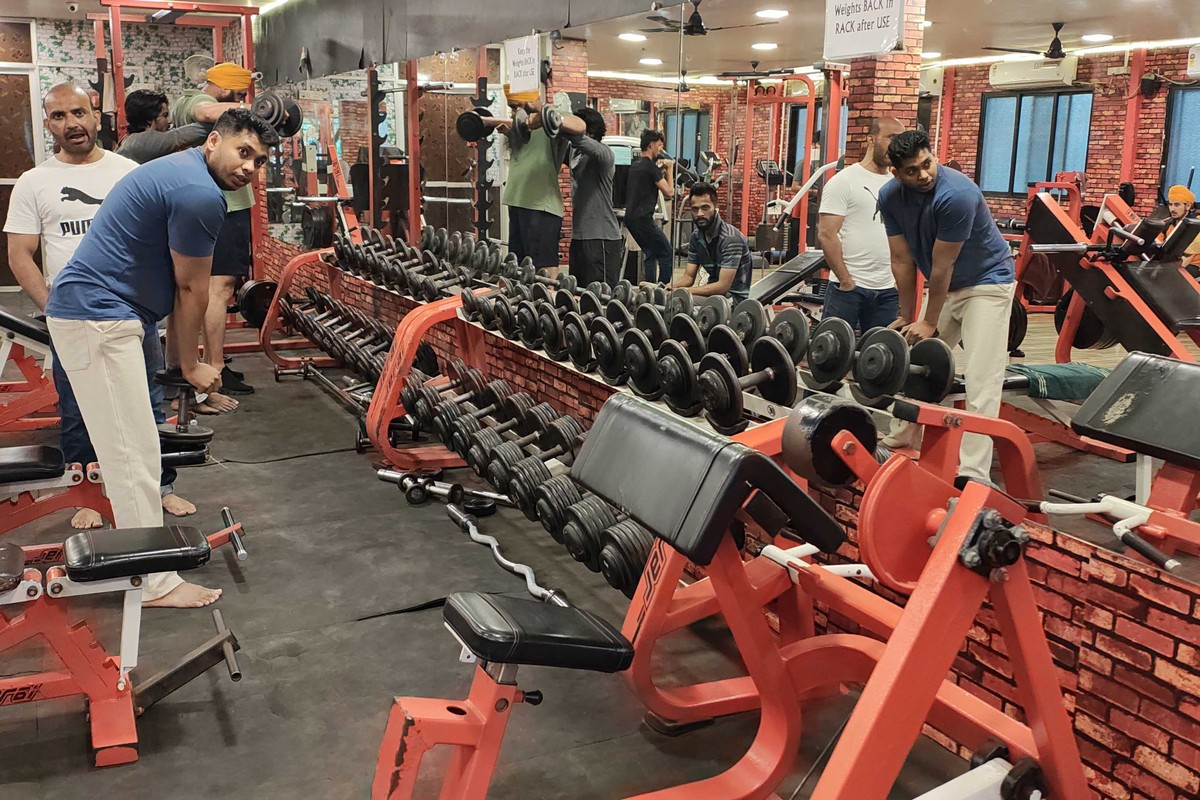 Double-Tier Dumbbell Racks and Preacher Curl Bench