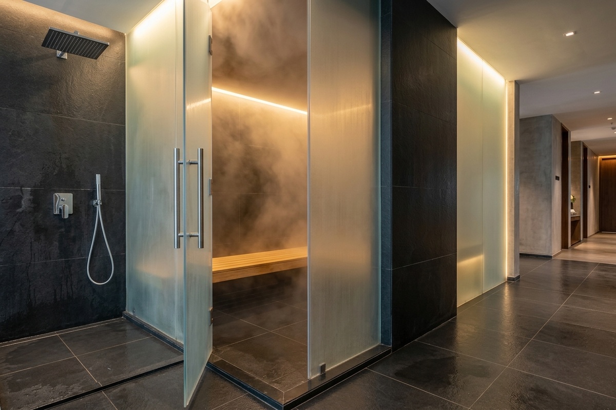Rejuvenating Wellness Steam Bath Room and Clean Showers