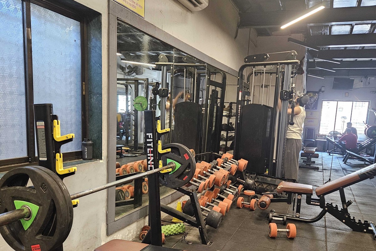 Fitline Olympic Flat Bench and Free Weights Dumbbell Rack