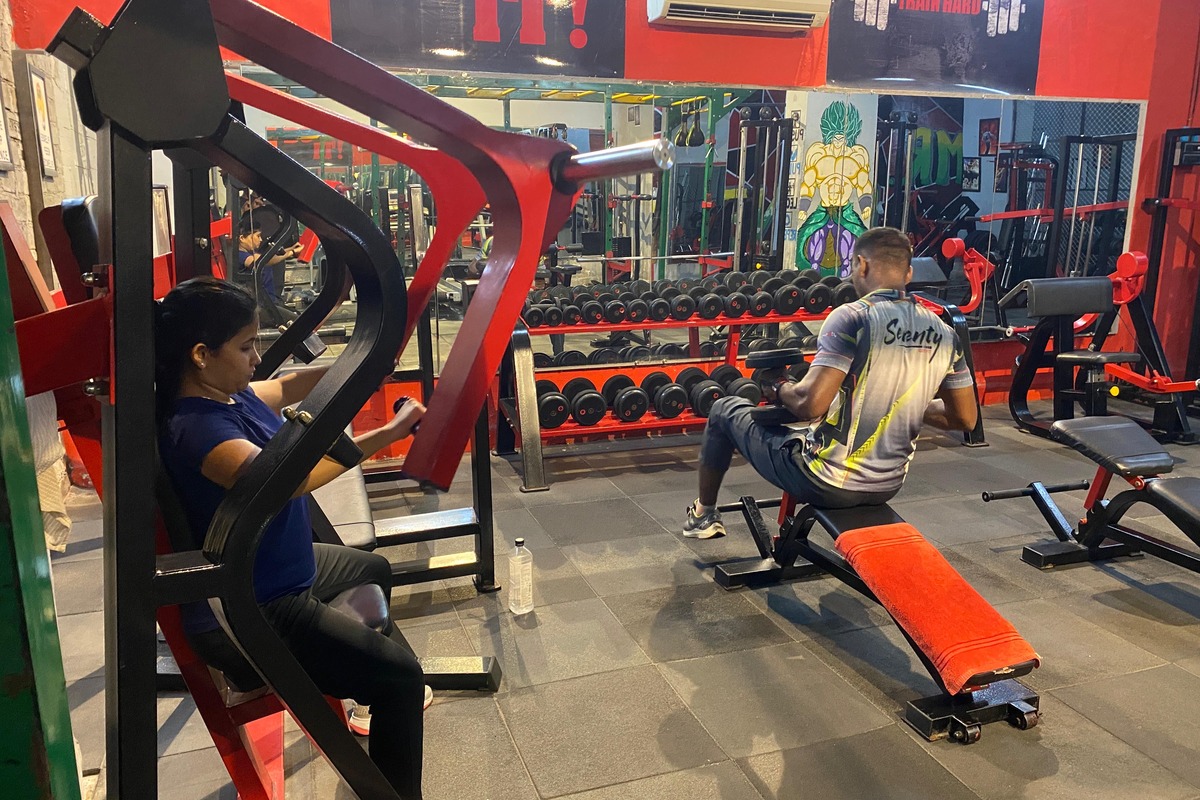 Commercial Lever Chest Press and Seated Low Rows