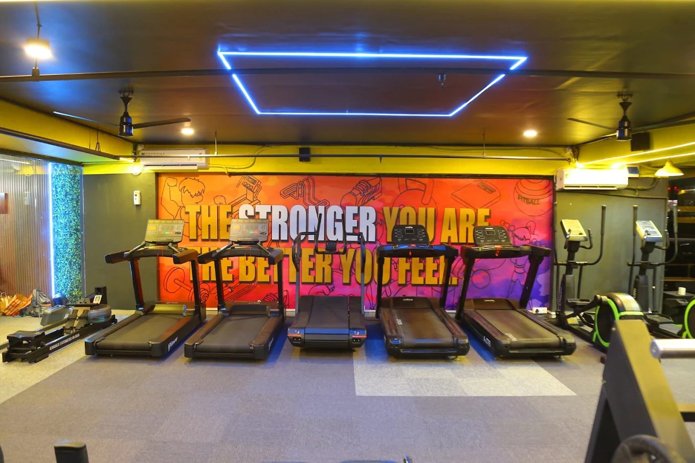 PHYSC GYM Cardio Deck with Treadmills & Motivational Wall